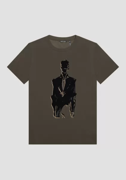 T-Shirts Et Polos Homme Antony Morato T-Shirt Regular Fit 100 % Coton Avec Impression Richard Hambleton Vert Fonce