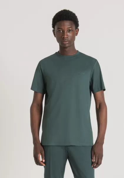 T-Shirt Regular Fit En Viscose Durable Avec Impression Logo Bouteille Verte T-Shirts Et Polos Antony Morato Homme