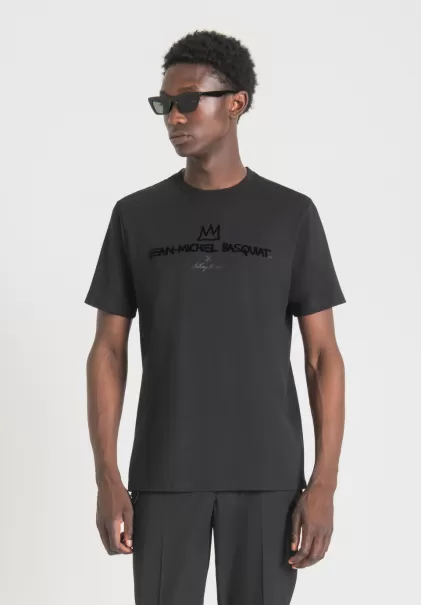 T-Shirt Regular Fit 100 % Coton Avec Impression Basquiat Antony Morato Noir T-Shirts Et Polos Homme
