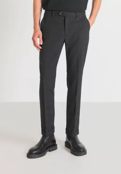 Antony Morato Noir Homme Pantalon Slim Ankle Length Fit « Rad » Avec Motif À Carreaux Pantalons