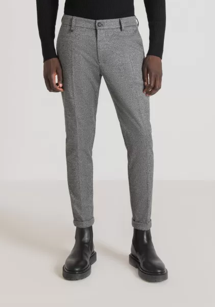 Homme Antony Morato Pantalon Super Skinny Fit « Ashe » En Tissu De Viscose Mélangée Élastique Chiné Gris Moyen Pantalons