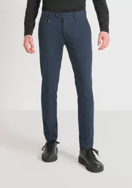 Pantalons Encre Bleu Antony Morato Homme Pantalon Skinny Fit « Bryan » En Coton Mélangé Armuré Élastique