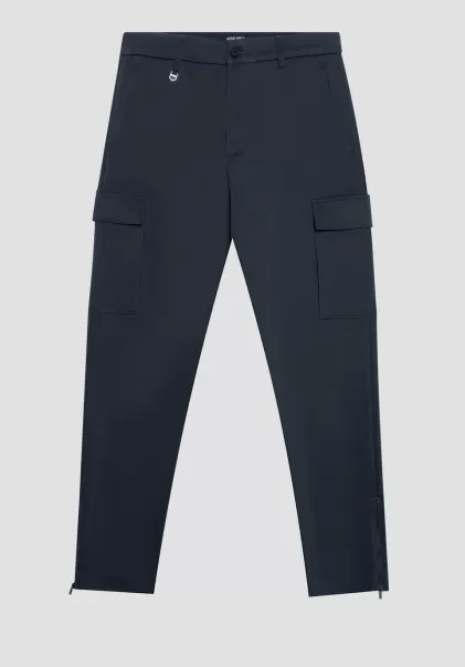 Pantalon Skinny Fit « Bjorn » En Coton Mélangé Élastique Avec Poches Latérales Et Zip Sur Le Bas Encre Bleu Antony Morato Homme Pantalons
