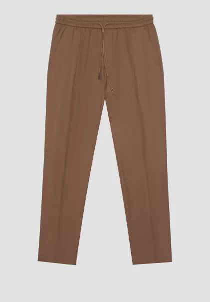 Antony Morato Homme Caramel Pantalon Regular Fit « Neil » En Tissu De Viscose Mélangée Élastique Pantalons