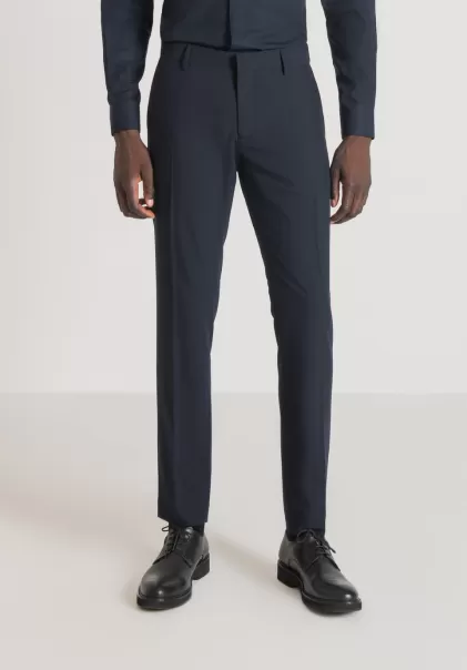 Antony Morato Homme Encre Bleu Pantalons Pantalon Slim Fit « Bonnie » En Viscose Mélangée Élastique