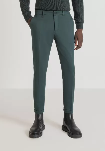 Pantalons Antony Morato Homme Pantalon Super Skinny Fit « Ashe » En Sergé De Viscose Mélangée Stretch Bouteille Verte