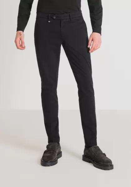 Antony Morato Noir Homme Pantalons Pantalon Skinny Fit « Bryan » En Coton Doux Élastique Micro-Armuré