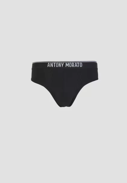 Slip Avec Bande Élastique Et Logo Antony Morato Noir Sous-Vêtements Homme