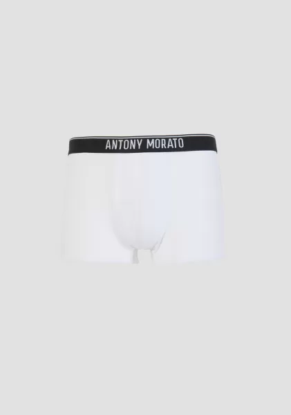 Antony Morato Blanc Sous-Vêtements Homme Boxer Avec Bande Élastique Et Logo