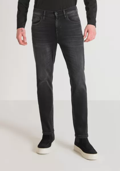 Noir Jeans Jean Skinny Cropped Fit « Karl » En Denim Stretch Noir Avec Délavage Foncé Homme Antony Morato