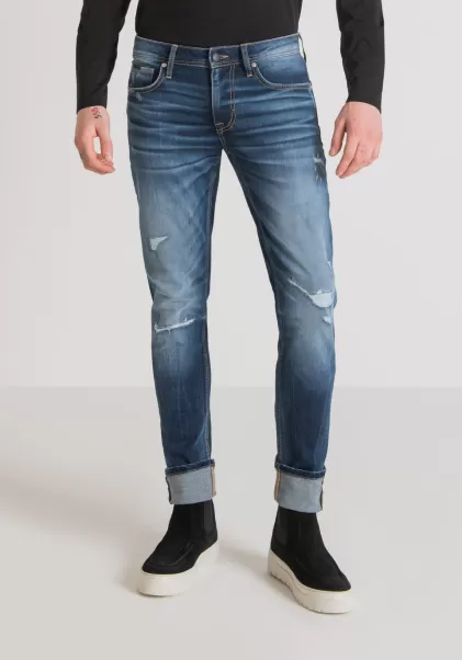Bleu Denim Jean Super Skinny Fit « Paul » En Denim Stretch Bleu Avec Délavage Moyen Homme Jeans Antony Morato