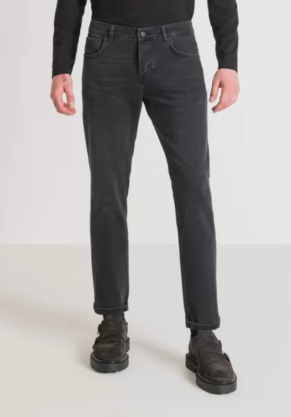 Antony Morato Noir Jean Slim Ankle Length Fit « Argon » En Denim Noir Avec Délavage Moyen Jeans Homme